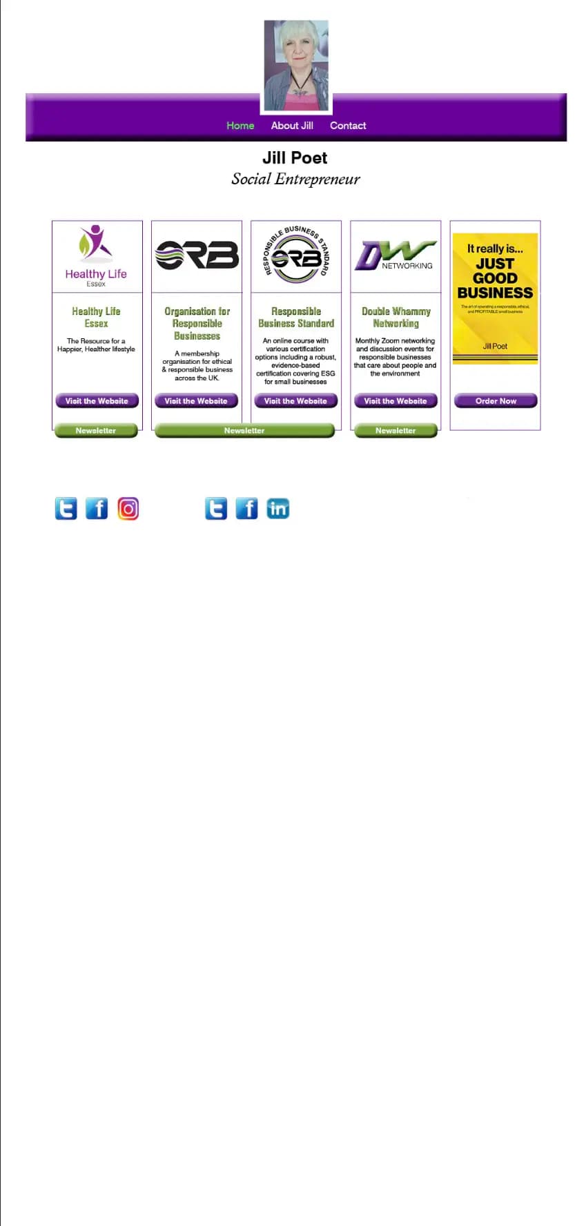Screenshot of Jill Poet's previous website design
