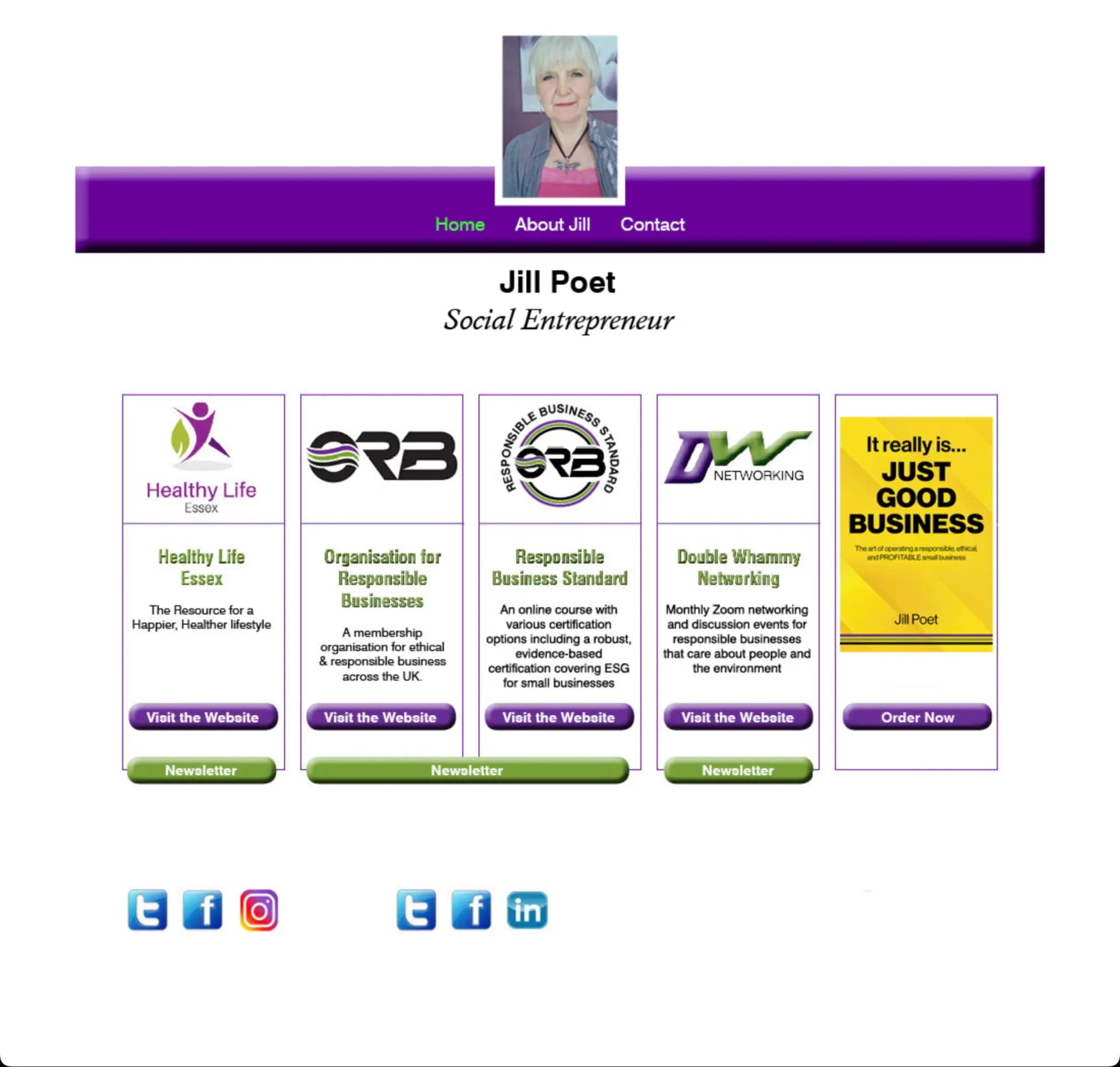 Screenshot of Jill Poet's previous website design