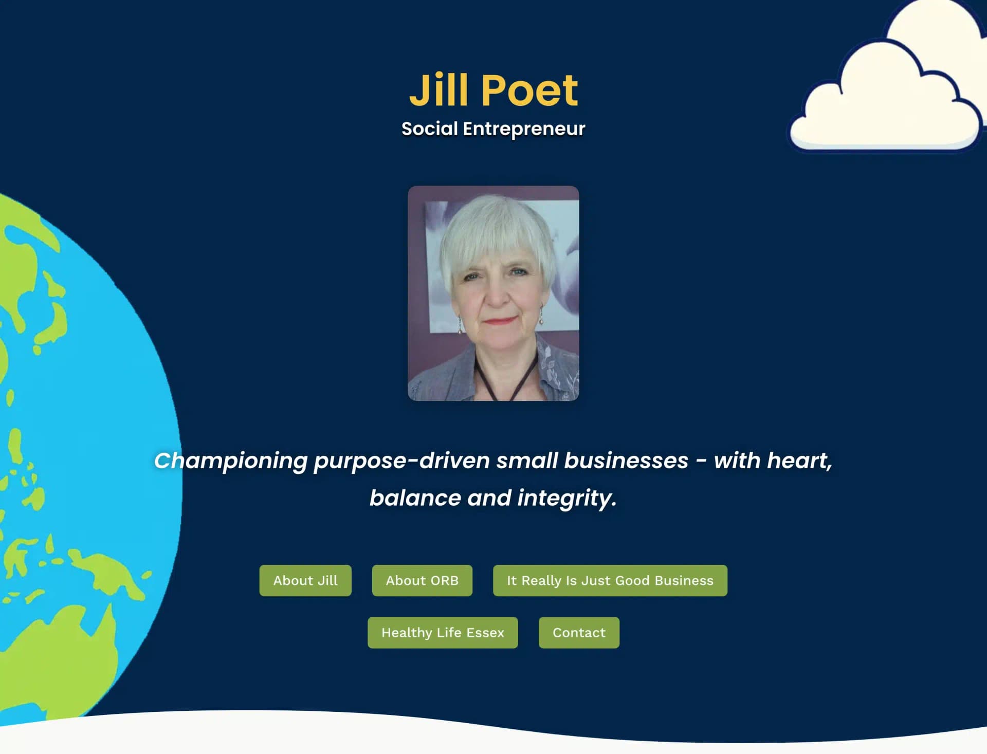 Screenshot of the new Jill Poet website design