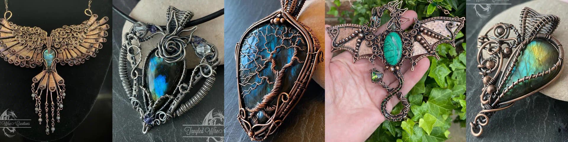 Five examples of jewellery handmade by Hilary