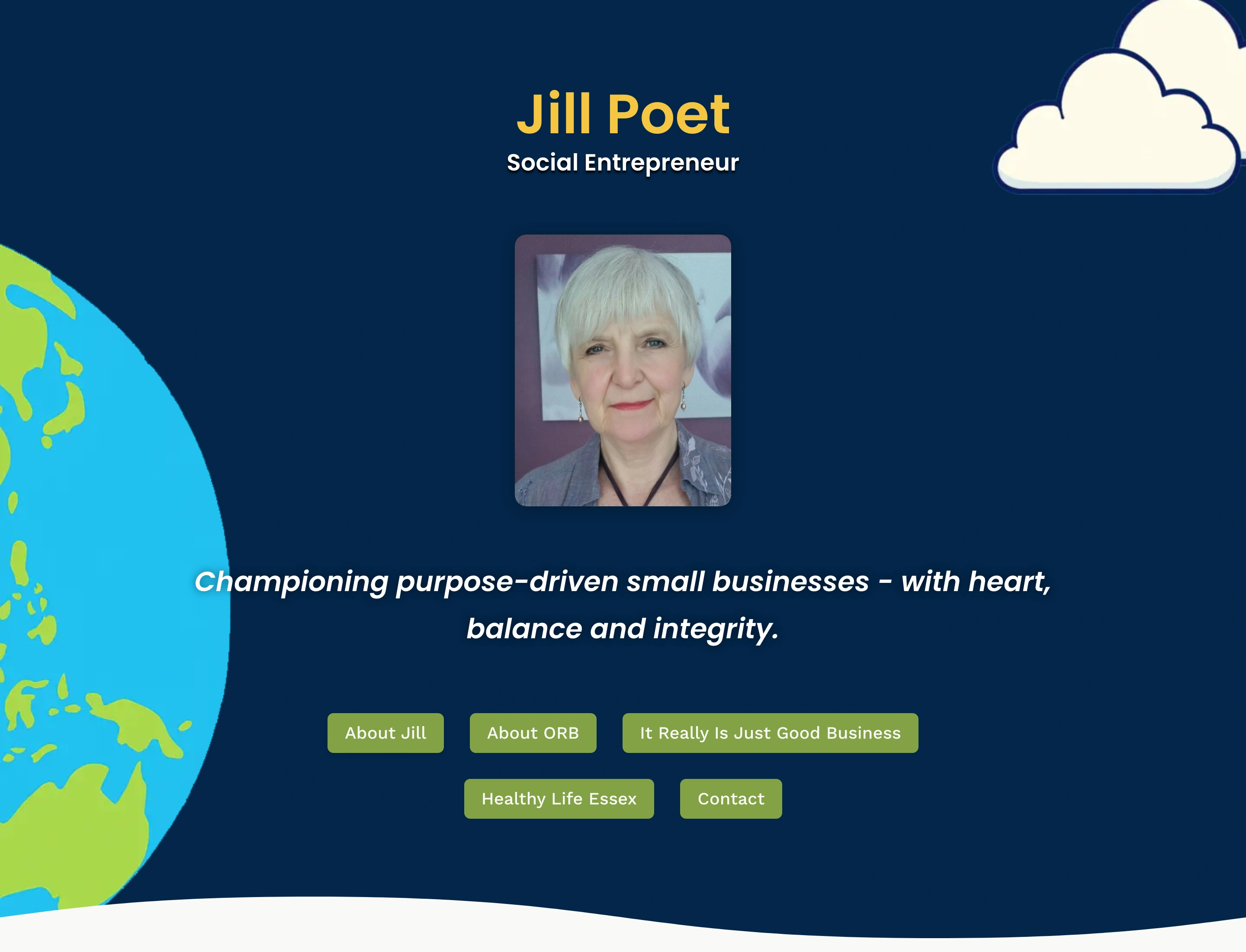 Homepage screenshot of the new Jill Poet website